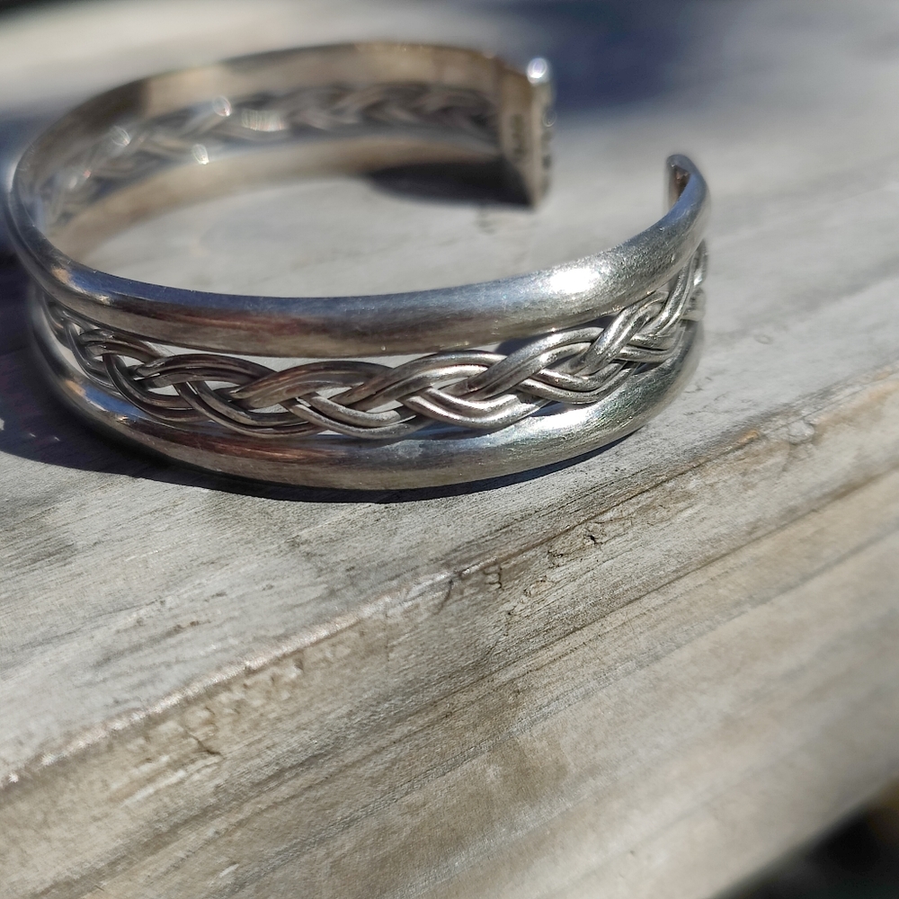 Woven 925 Silver Cuff Bracelet